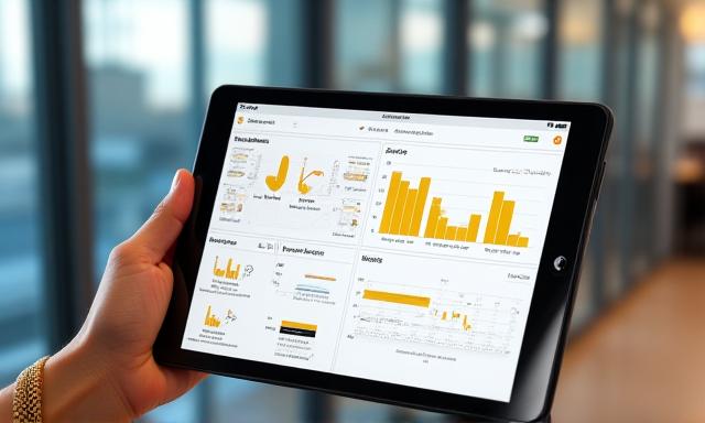 Commercial building lighting management dashboard on a tablet