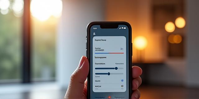 Mobile app screen showing lighting color wheel and scenes