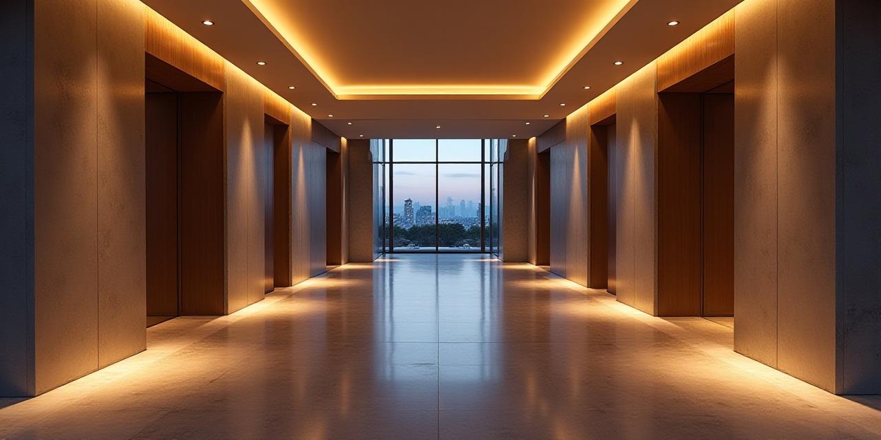 Luxury modern lobby with expert architectural recessed lighting