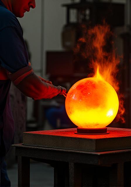 Hand-blown glass fixture manufacturing